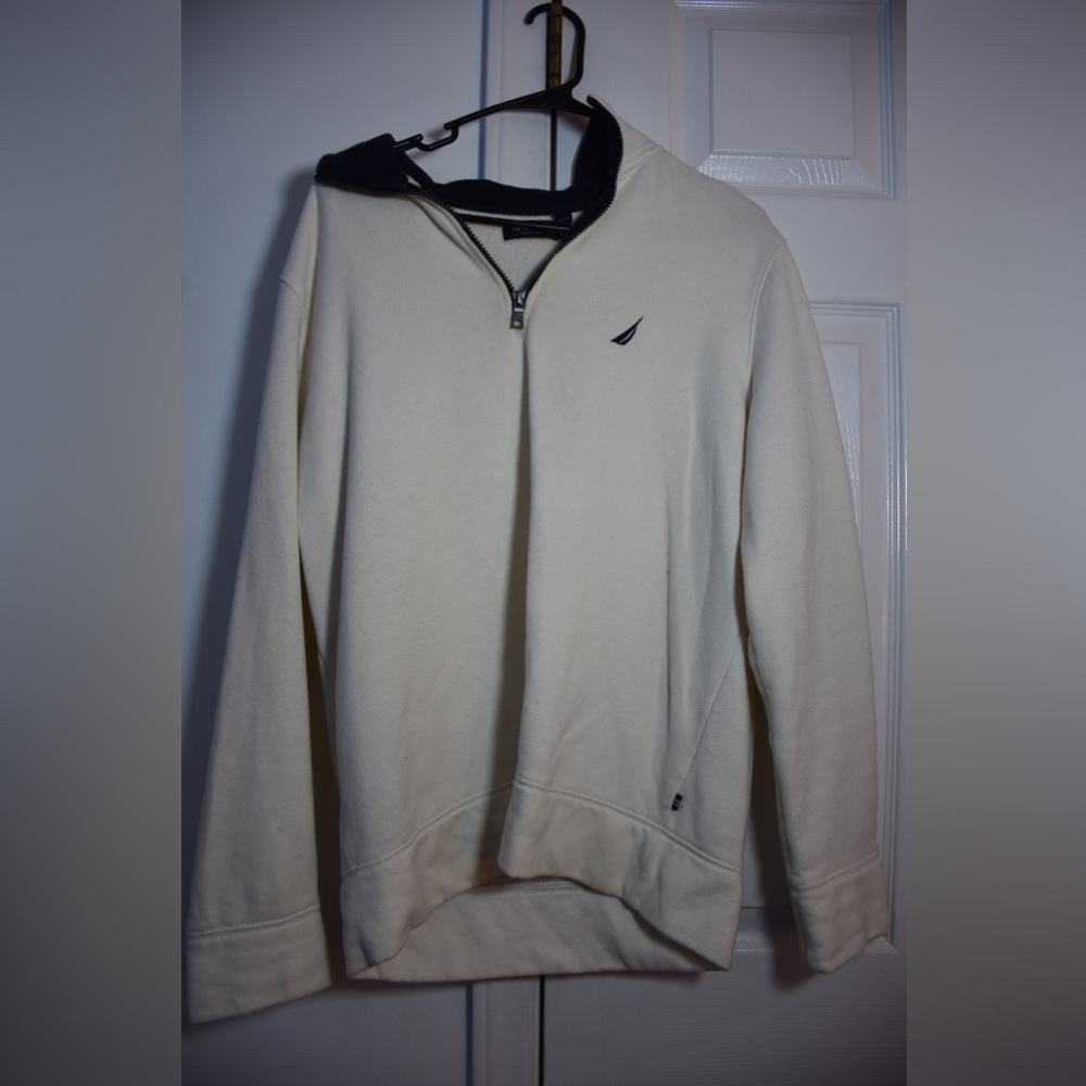 Nautica pull over zip sweatshirt/jacket in cream. Size medium